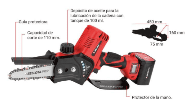 MOTOSIERRA PERTIGA BATERIA BELLOTA - Imagen 2